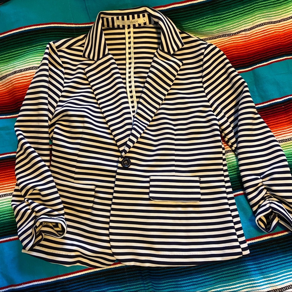 Striped blazer 3/4 sleeve
